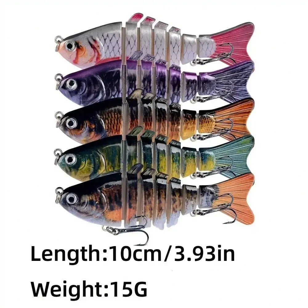 Five Piece Multi Jointed Swimbait Lures Set Seven Segment Style