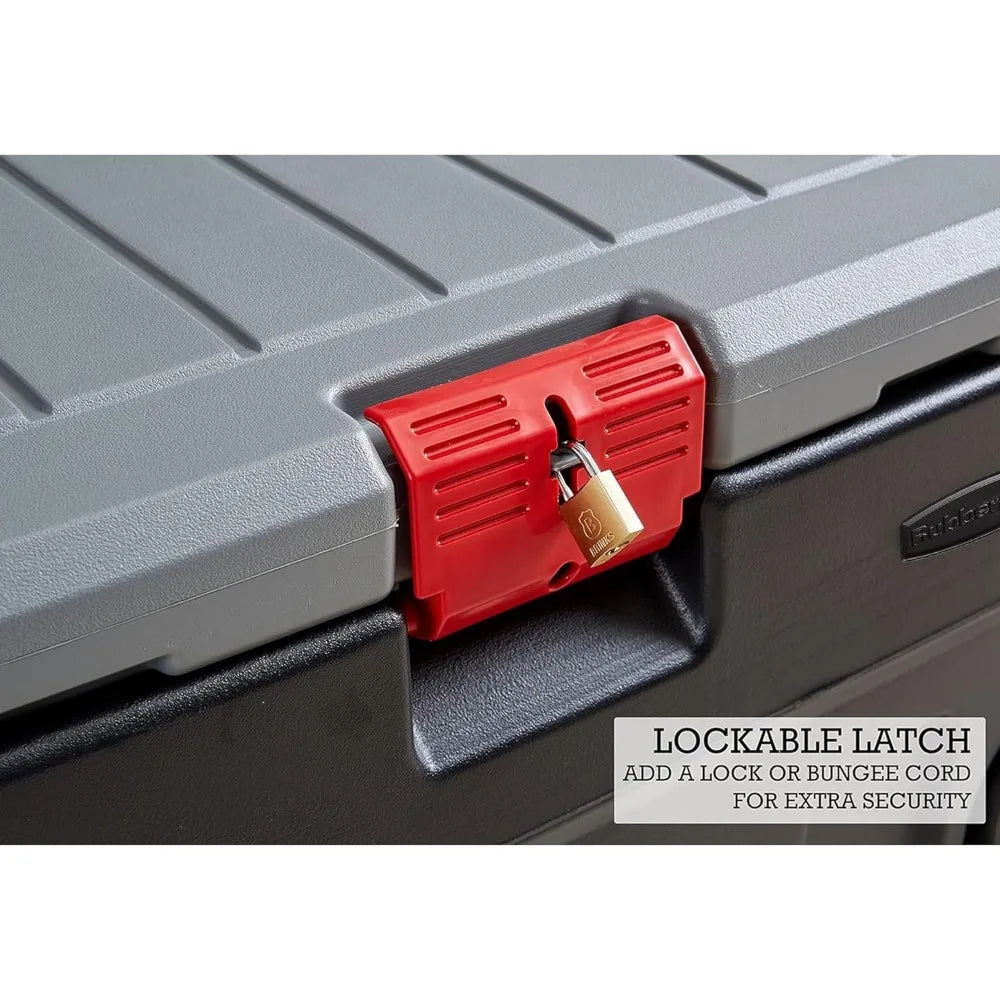 ActionPacker Lockable Plastic Storage Bin With Lid And Wheels