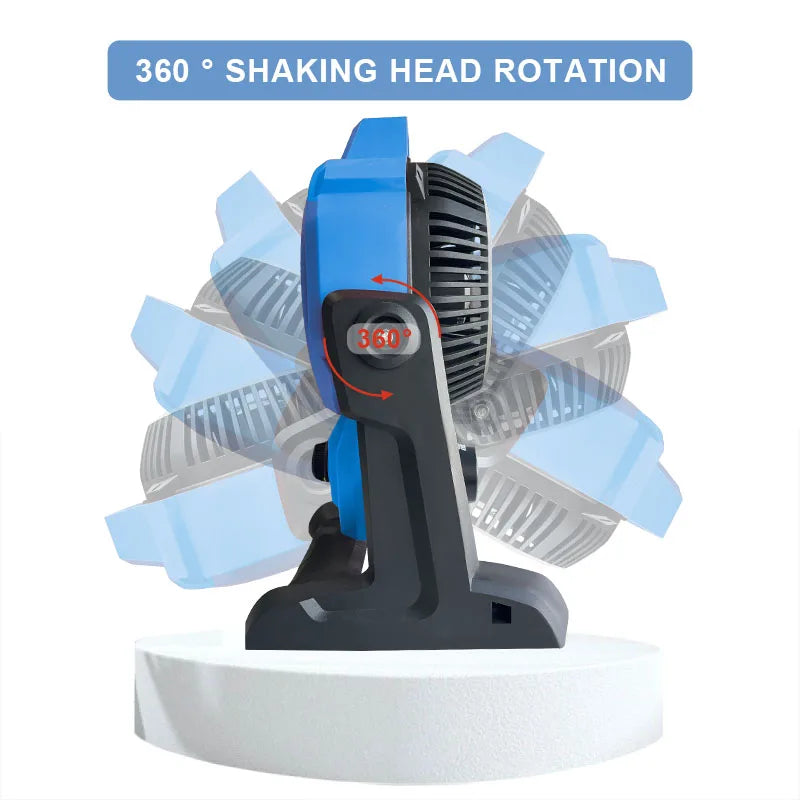 12V Cordless Camping Fan With Three Speed Settings Rechargeable Battery