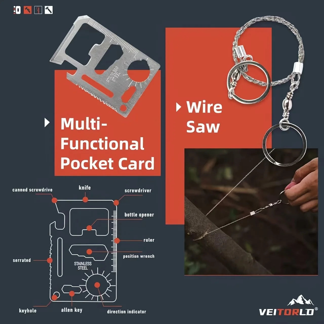 Multi-Functional Tool Backpack Survival Kit With MOLLE Pouches First Aid