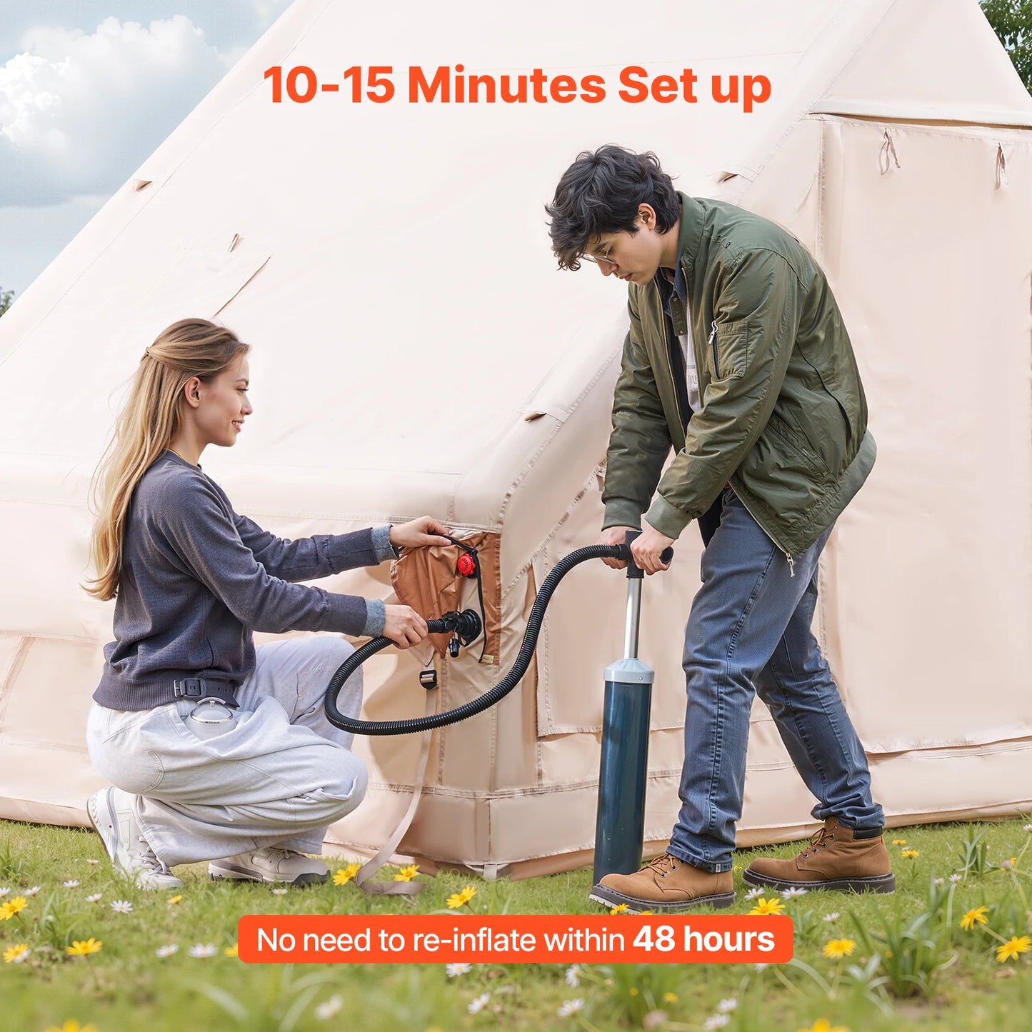 SucceBuy Inflatable Camping Tent for 3-5 People Easy Setup