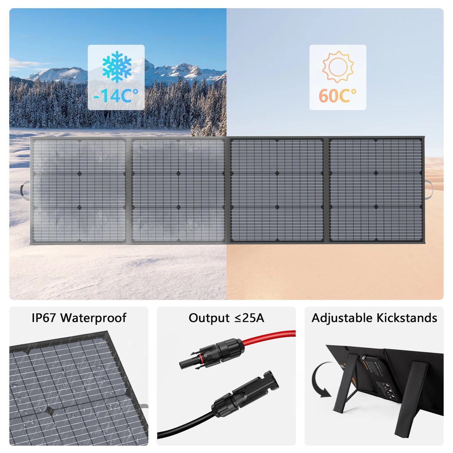 MHPOWOS 220W Portable Foldable Waterproof Solar Panel For Power Station