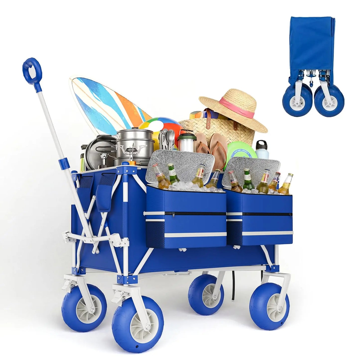 HiMISS Heavy Duty Beach Wagon Cart All Terrain Folding Utility Wagon