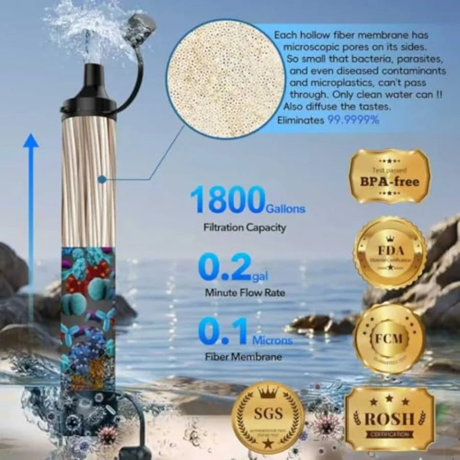OLOEYCN Emergency Water Filter Straws for Hiking and Outdoor Survival
