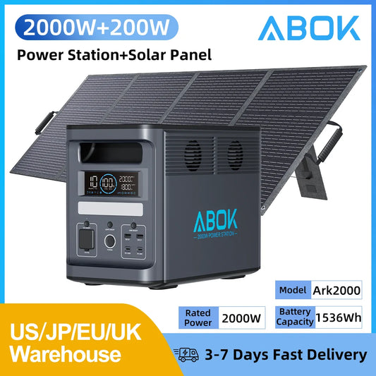 ABOK Ark2000 Portable Power Station With 200W Panel Solar Generator