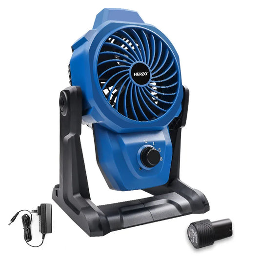 12V Cordless Camping Fan With Three Speed Settings Rechargeable Battery