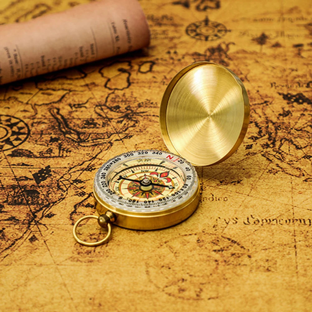 Brass Compass for Outdoor Camping and Hiking Retro Flip Navigation