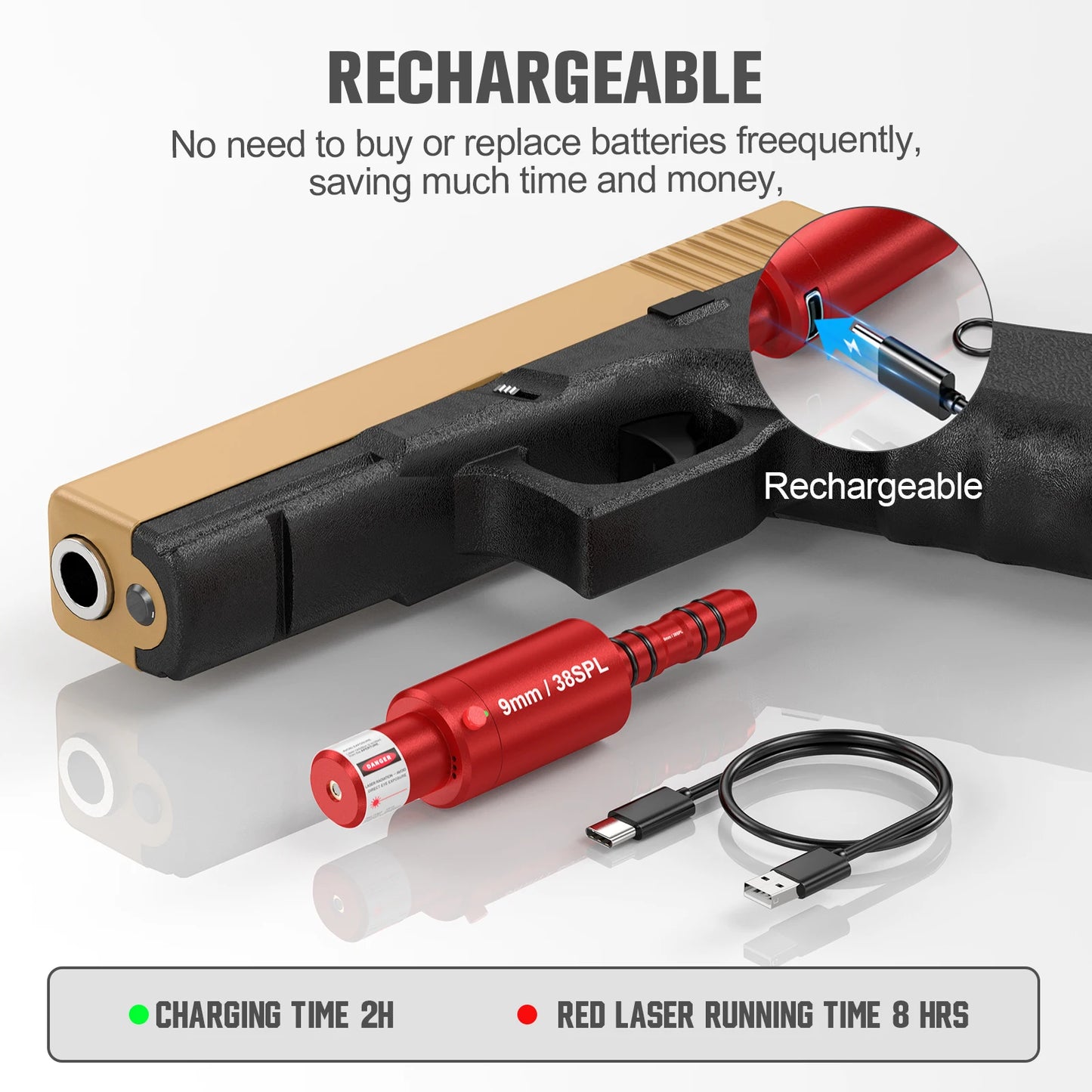 Dual Purpose 9mm 38SPL Laser Trainer With Smart Feedback Rechargeable