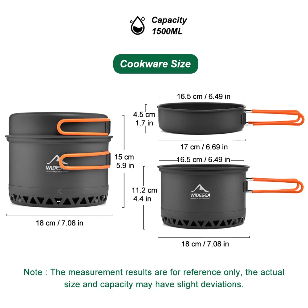 Widesea Outdoor Camping Cookware Set Pots Kettle Coffee Cup Utensils