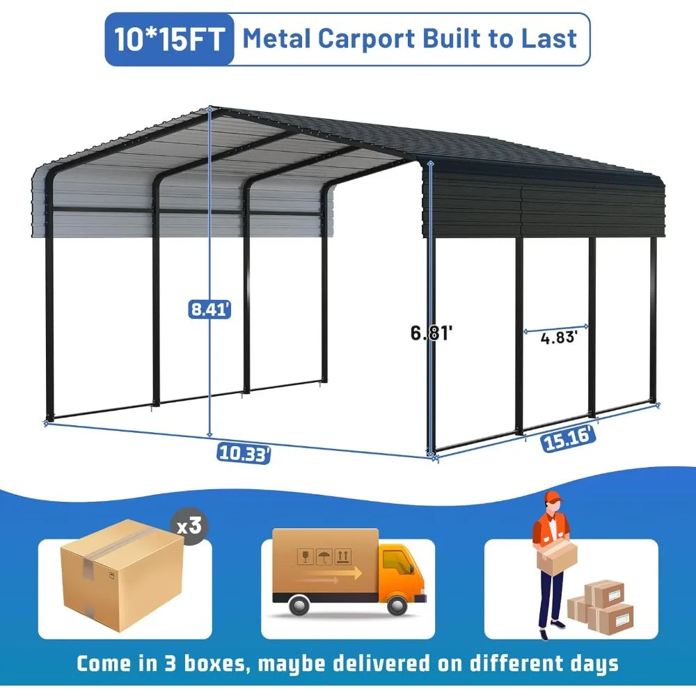 Metal Carport Heavy Duty Canopy With Galvanized Steel Roof Shelter