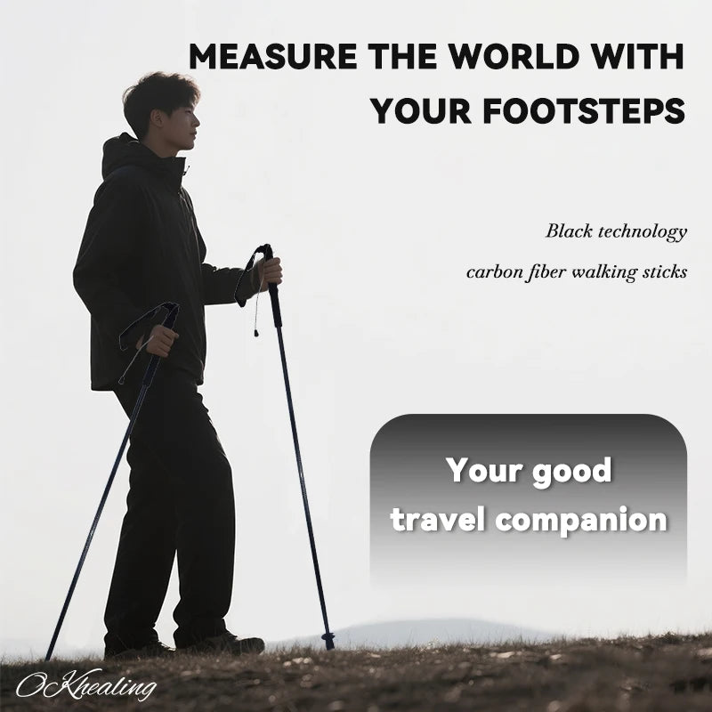 OKHEALING Ultralight Carbon Fiber Trekking Poles For Hiking