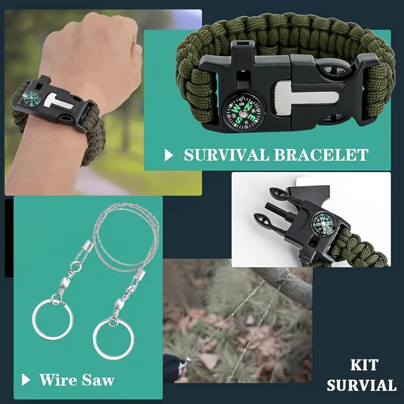 230Piece Multi Functional Tool Backpack Survival Kit With MOLLE Pouches