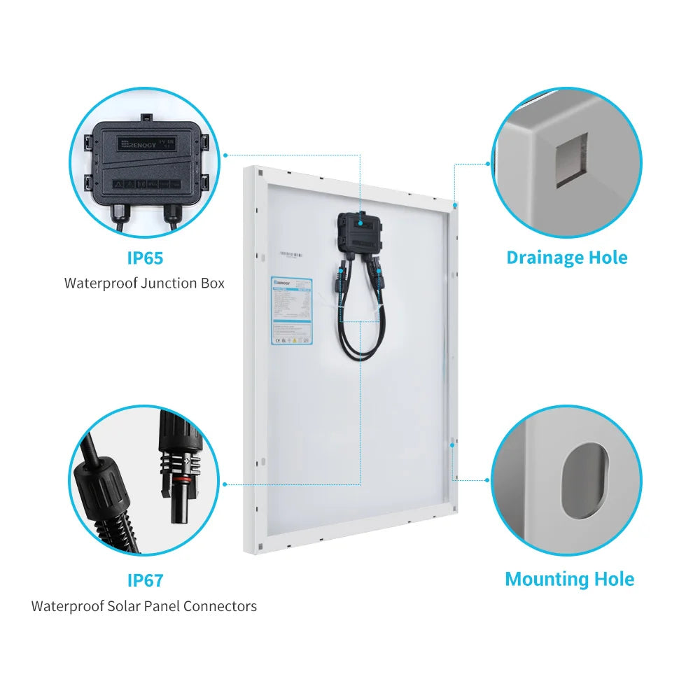 Renogy 50W 12V Mono Solar Panel for RV Marine Applications