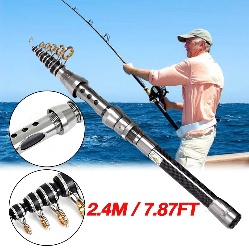 Carbon Fiber Telescopic Fishing Rod And Reel Combo Ultralight