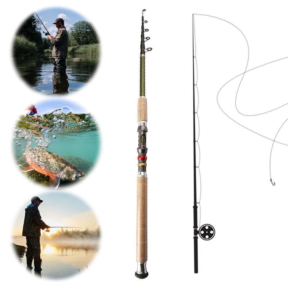 VKTECH Carbon Fiber Telescopic Fishing Rod 1-6lb Power