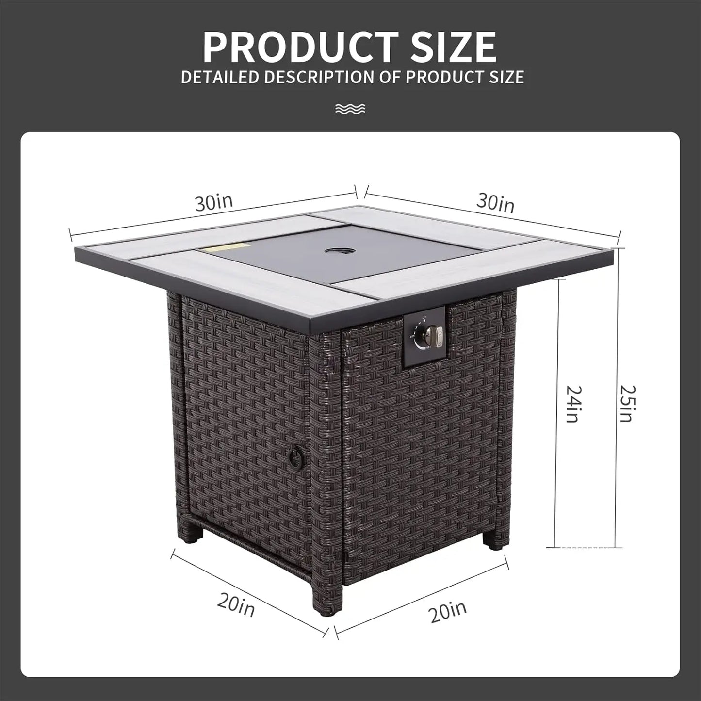 Propane Gas Fire Pit Table With Wicker And Fire Glass
