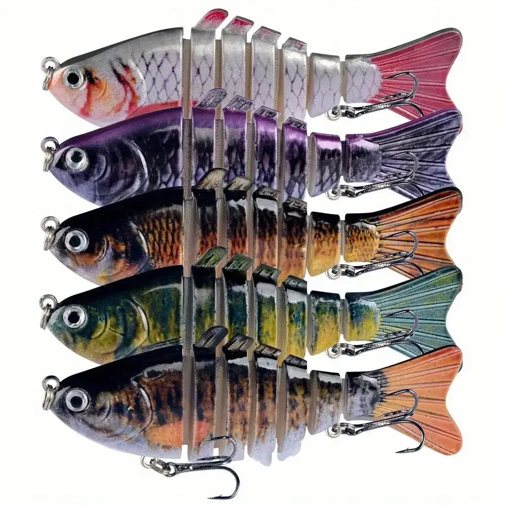 Five Piece Multi Jointed Swimbait Lures Set Seven Segment Style