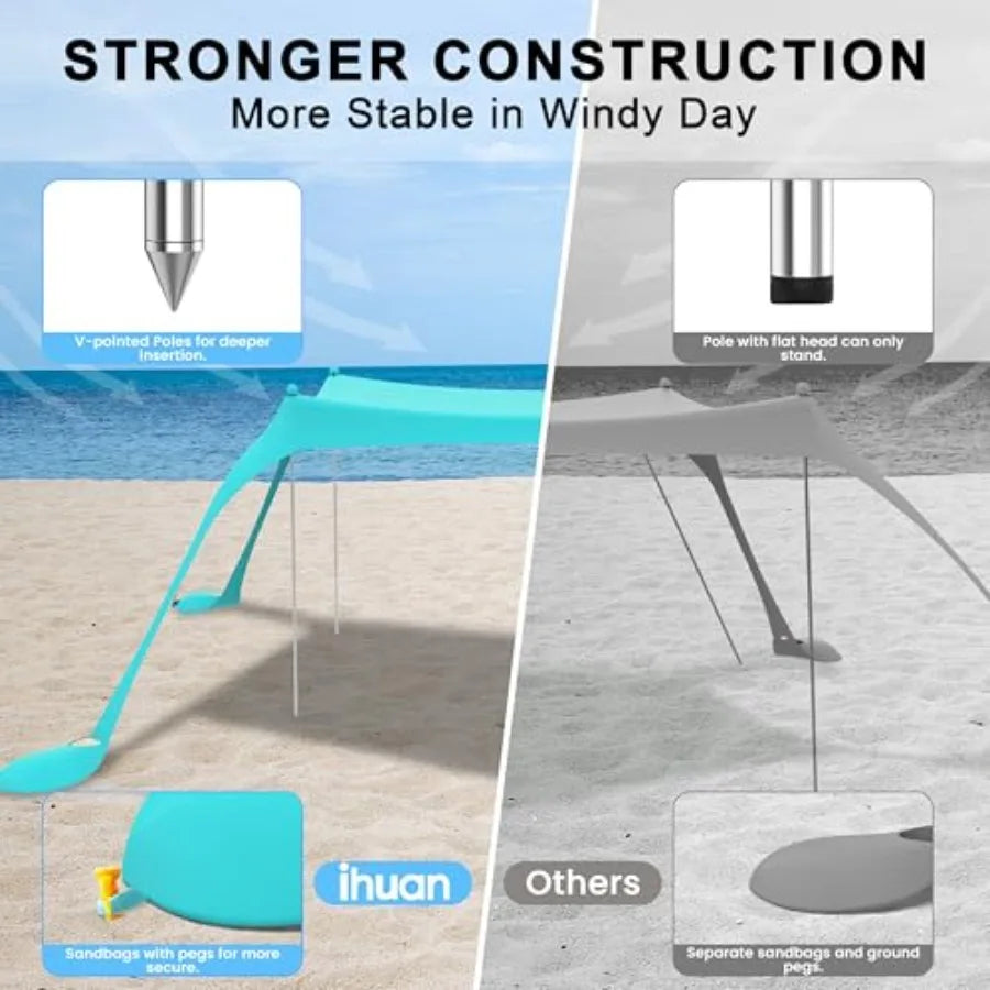 Beach Tent Sun Shelter UPF50 Plus Setup Outdoor Shade Canopy