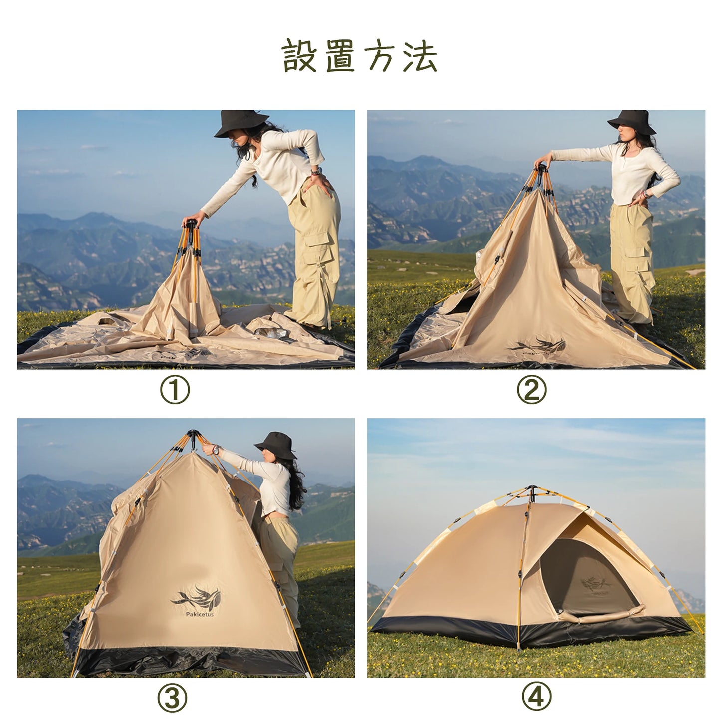 Pakicetus Three Four Person Windproof Easy Setup Camping Tent