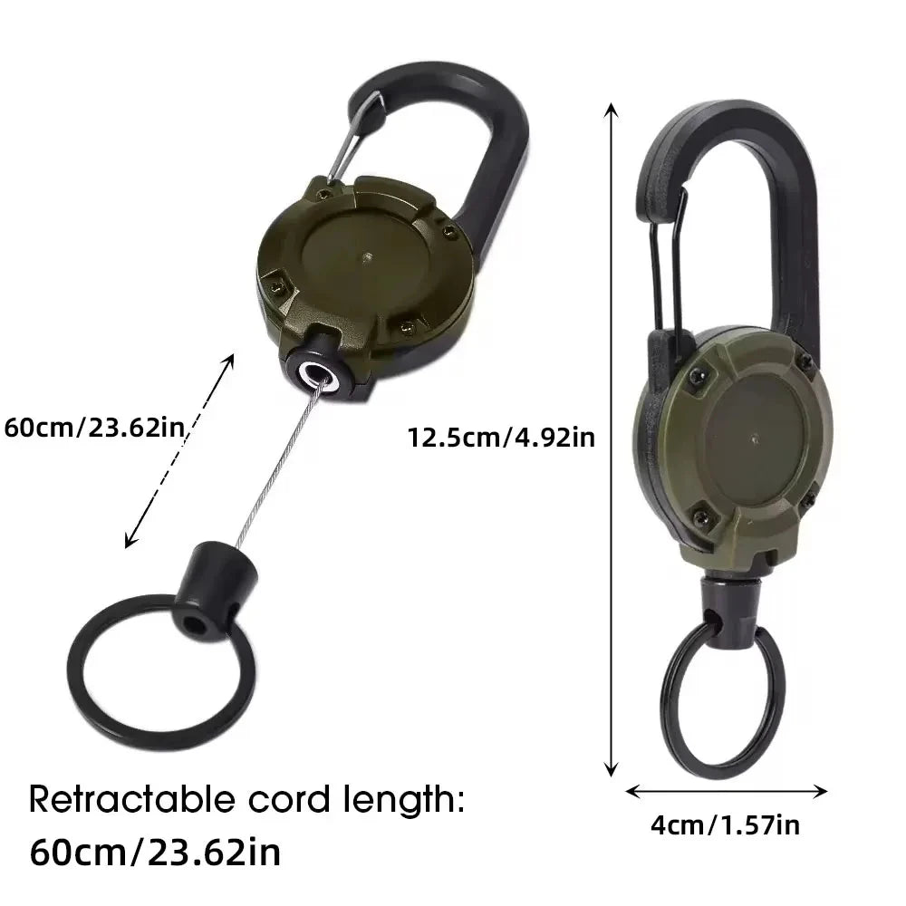 Retractable Heavy Duty Carabiner Key Ring With Steel Wire Rope