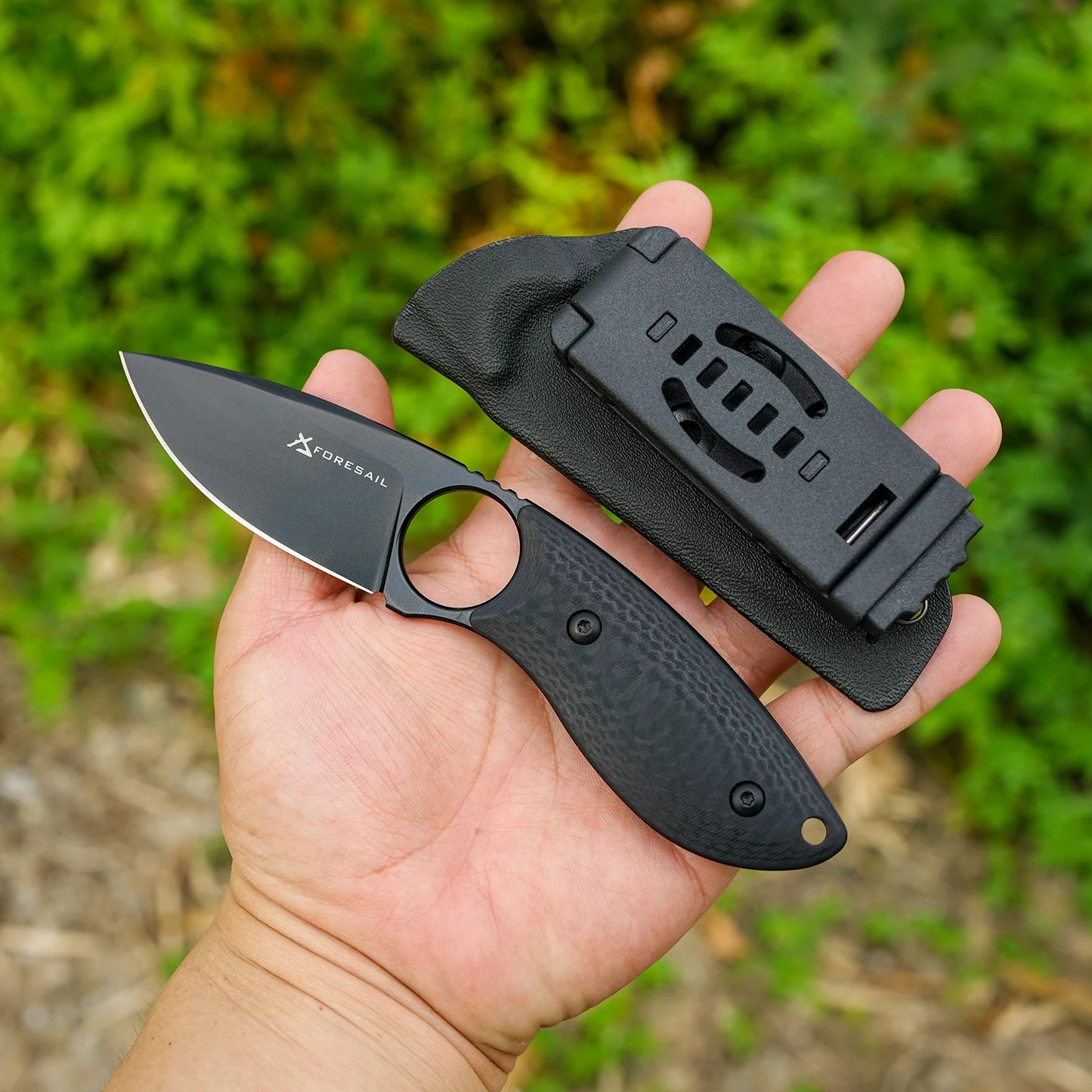 Fixed Blade Knife With Kydex Sheath AUS-10 G10 Handle EDC