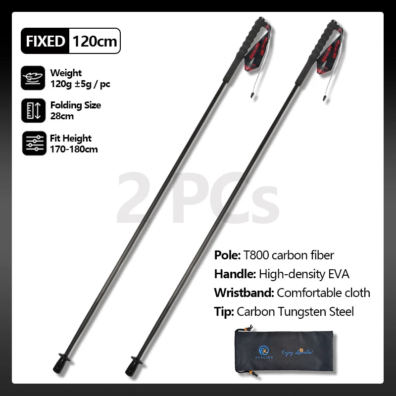 OKHEALING Carbon Fiber Ultralight Trekking Poles Folding