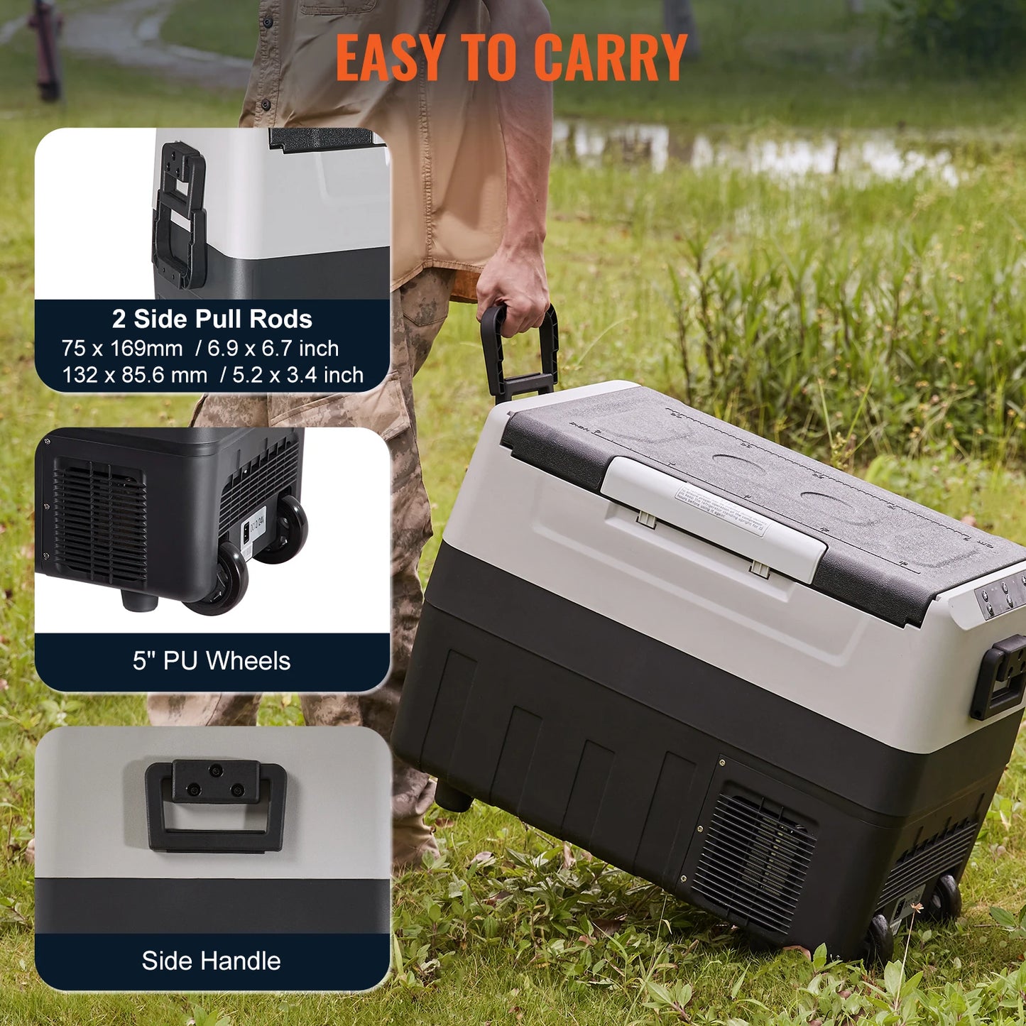 Portable Electric Car Refrigerator With Wheel Compressor Freezer
