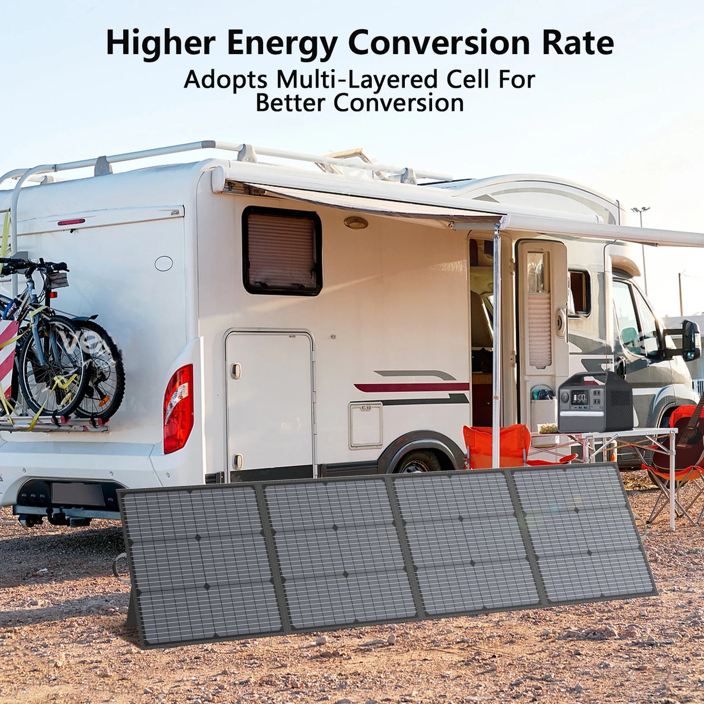 MHPOWOS 220W Portable Foldable Waterproof Solar Panel For Power Station