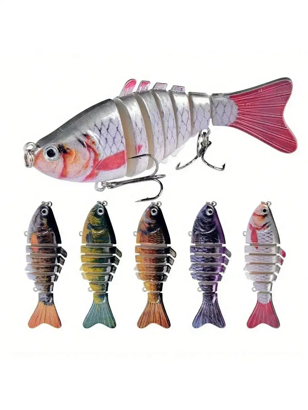 Five Piece Multi Jointed Swimbait Lures Set Seven Segment Style