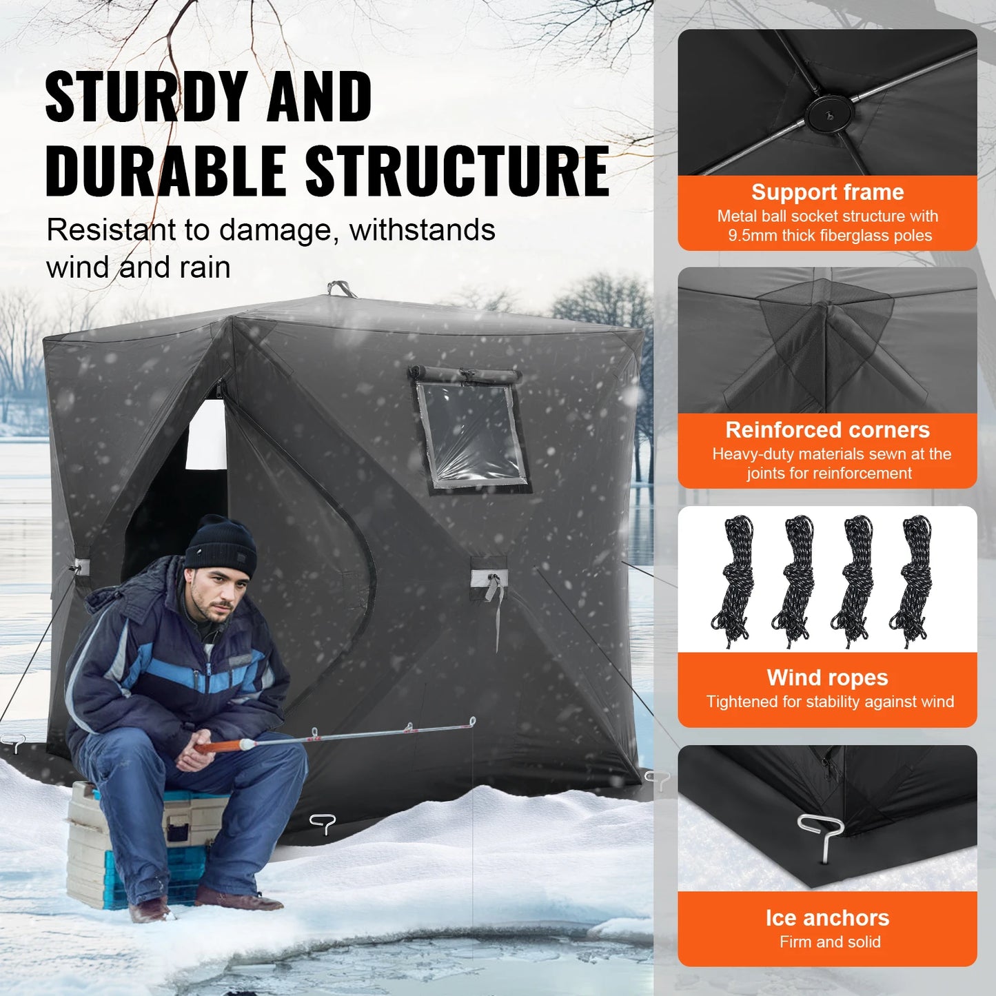 Portable Ice Shelter 1-2 Person Fishing Tent Ice Shanty Waterproof