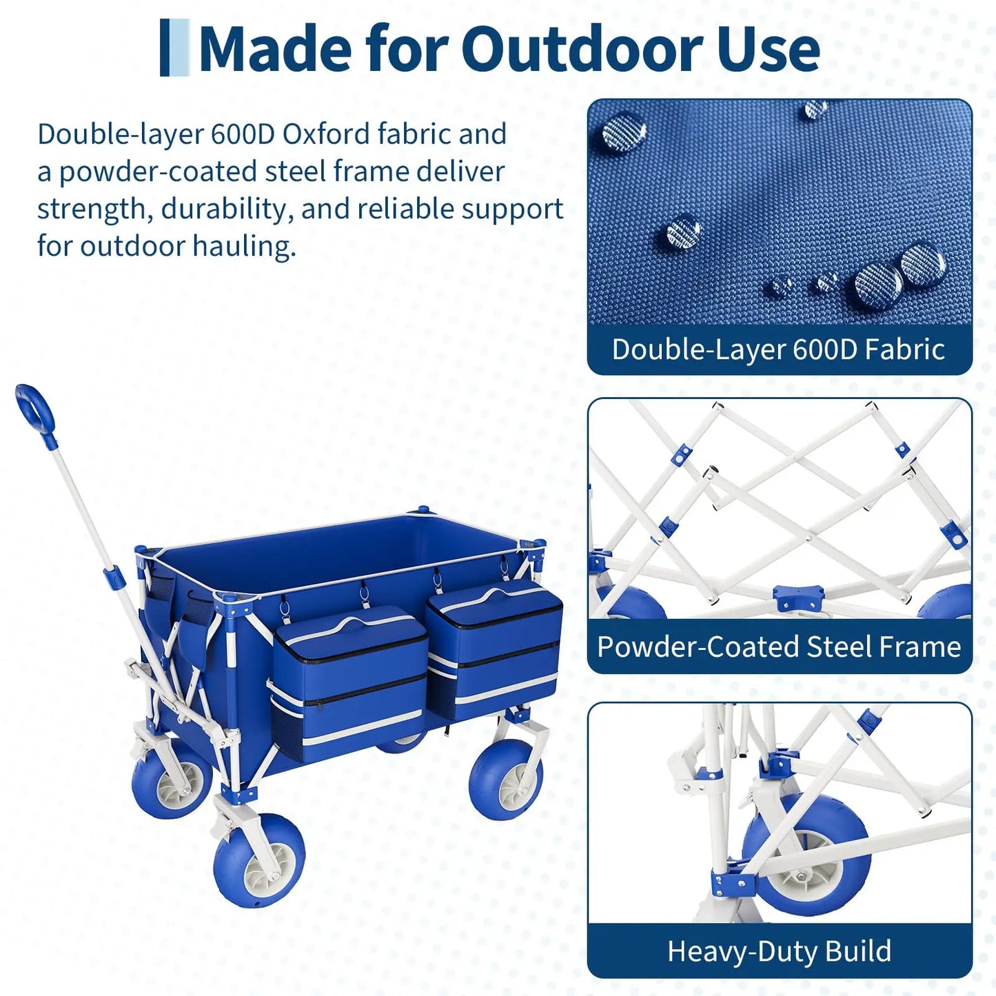 HiMISS Heavy Duty Beach Wagon Cart All Terrain Folding Utility Wagon