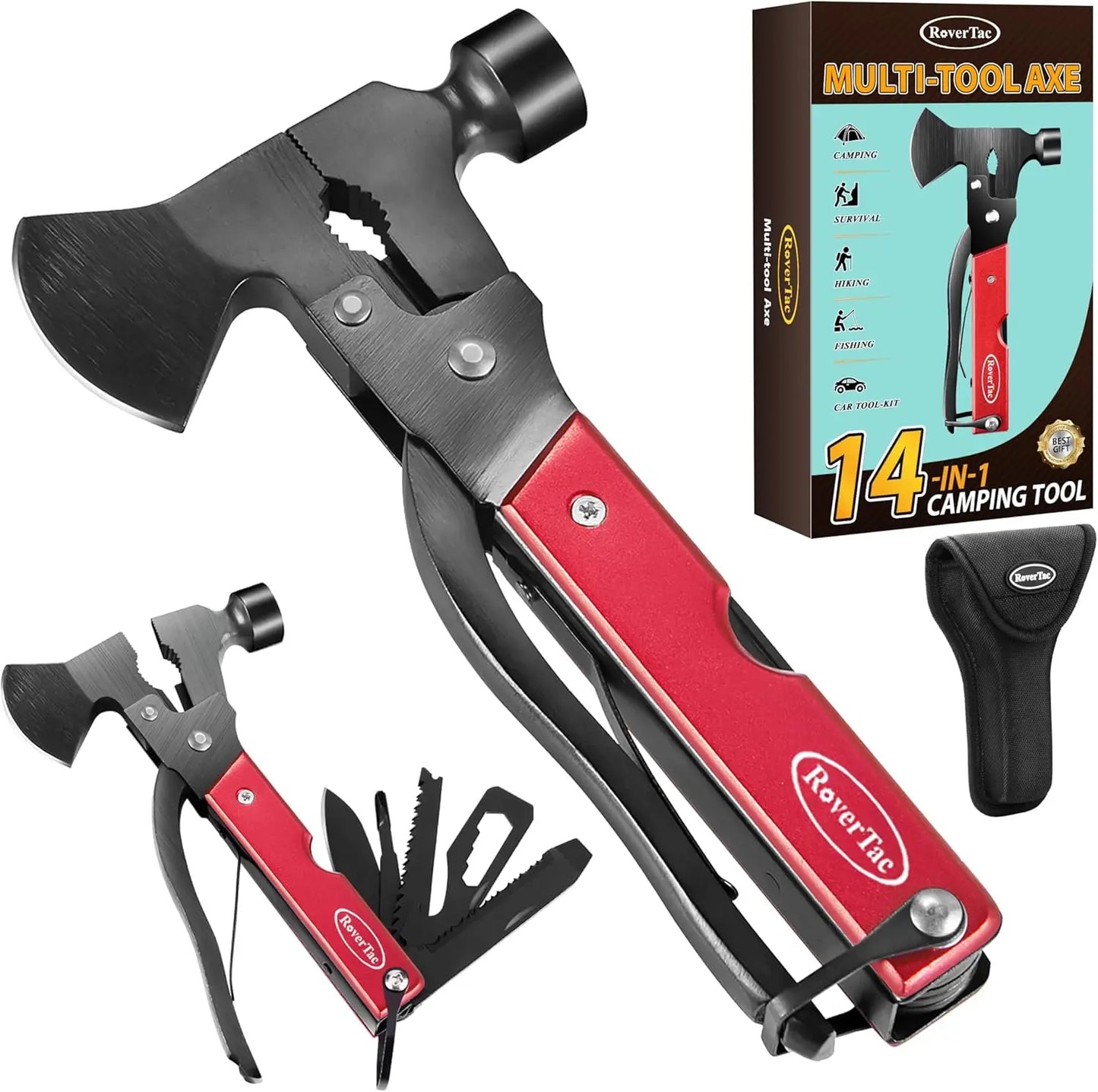 Multitool Camping Axe With Knife Hammer Saw 14 In 1
