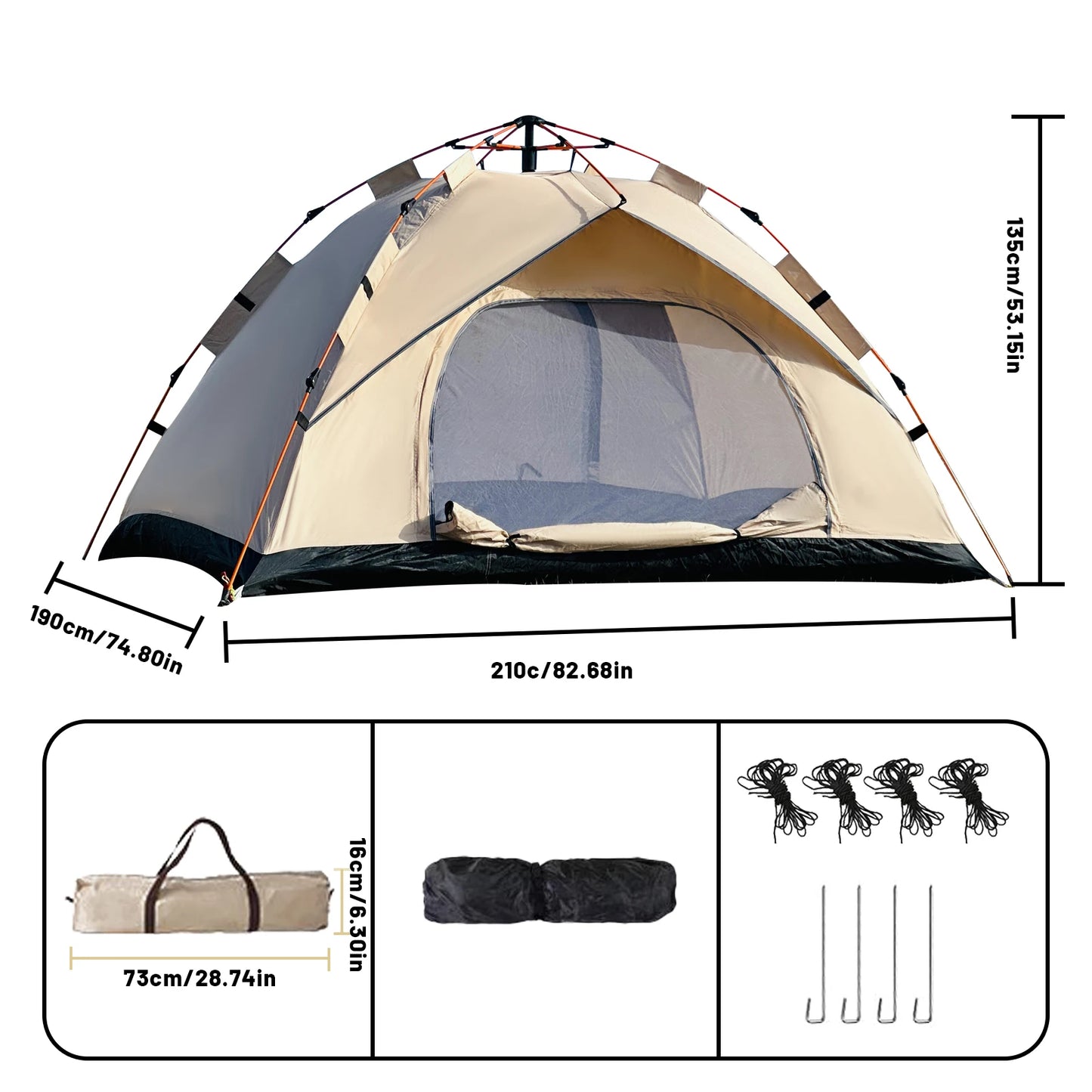 Pakicetus Three Four Person Windproof Easy Setup Camping Tent