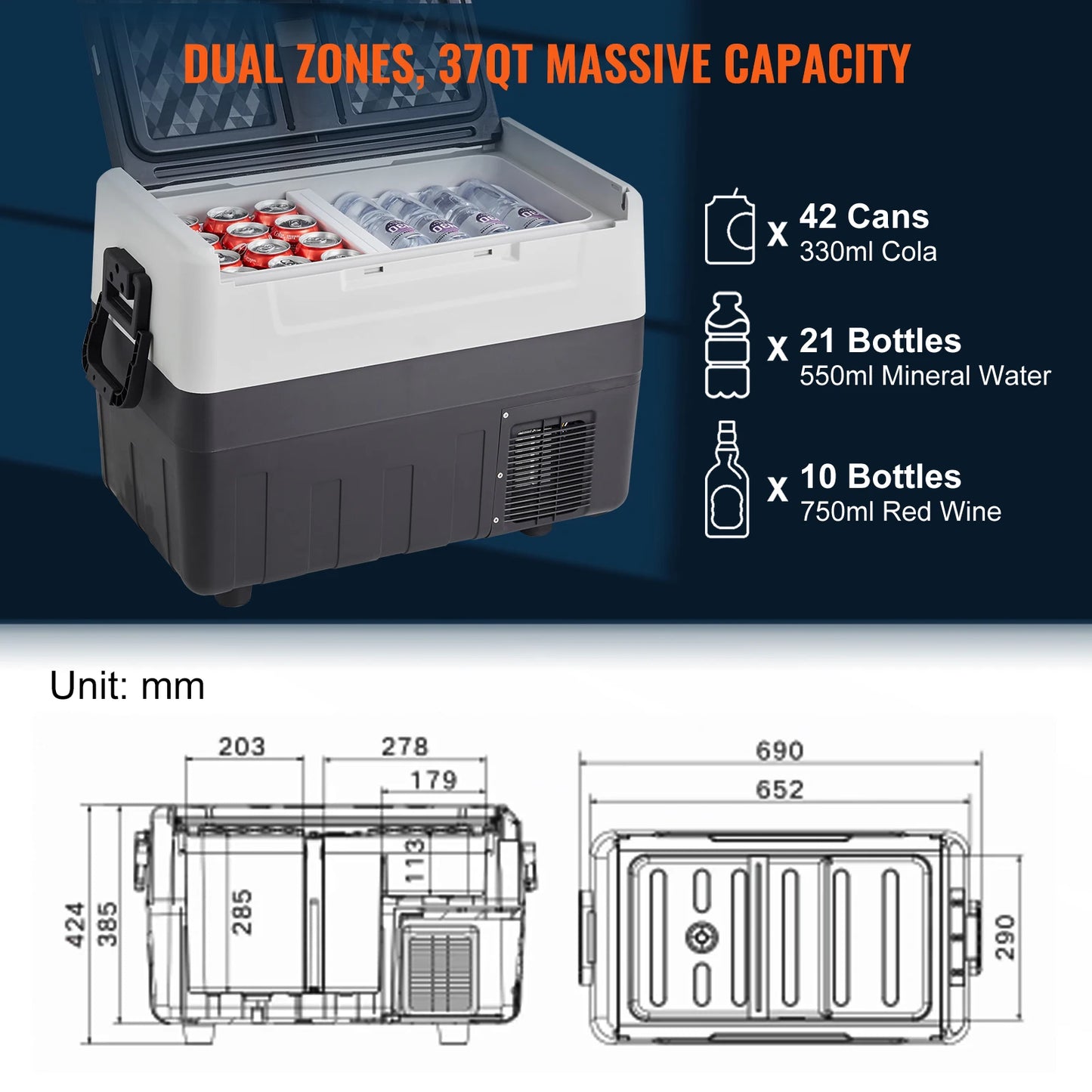Portable Electric Car Refrigerator With Wheel Compressor Freezer