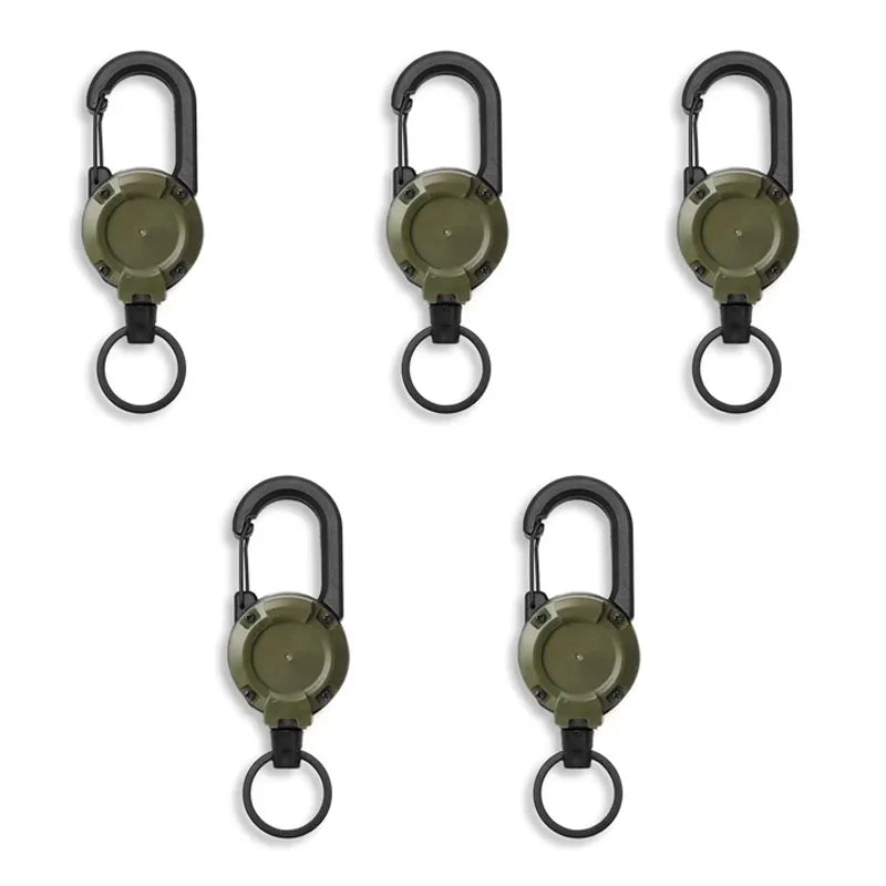 Retractable Heavy Duty Carabiner Key Ring With Steel Wire Rope