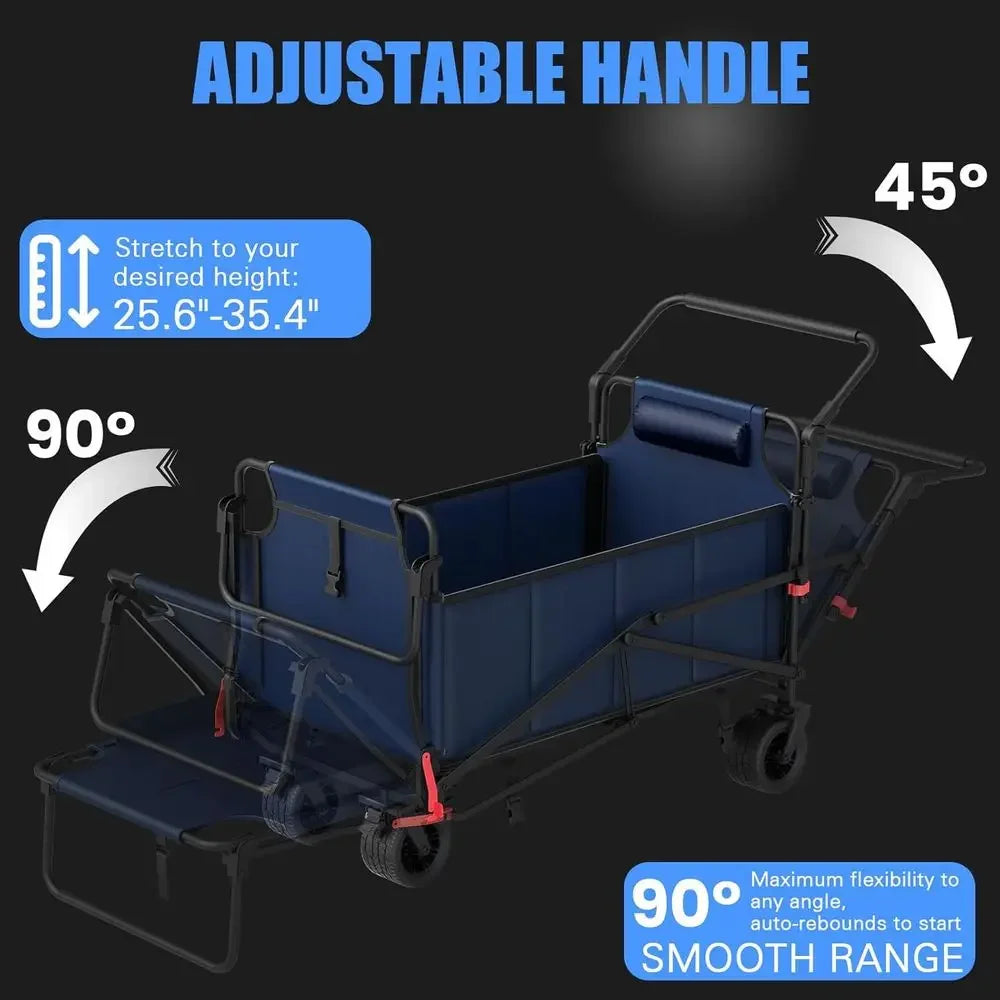 Dual Purpose Folding Utility Wagon Convertible Beach Chair 650 Lbs Capacity