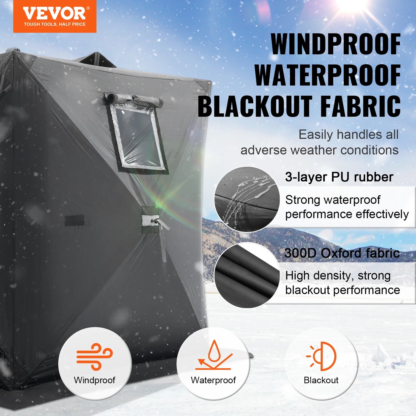 Portable Ice Shelter 1-2 Person Fishing Tent Ice Shanty Waterproof