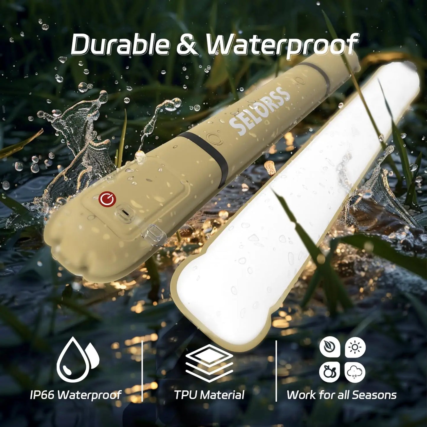 Selorss Rechargeable Portable Camping Light 2000mAh Waterproof Tent Lamp