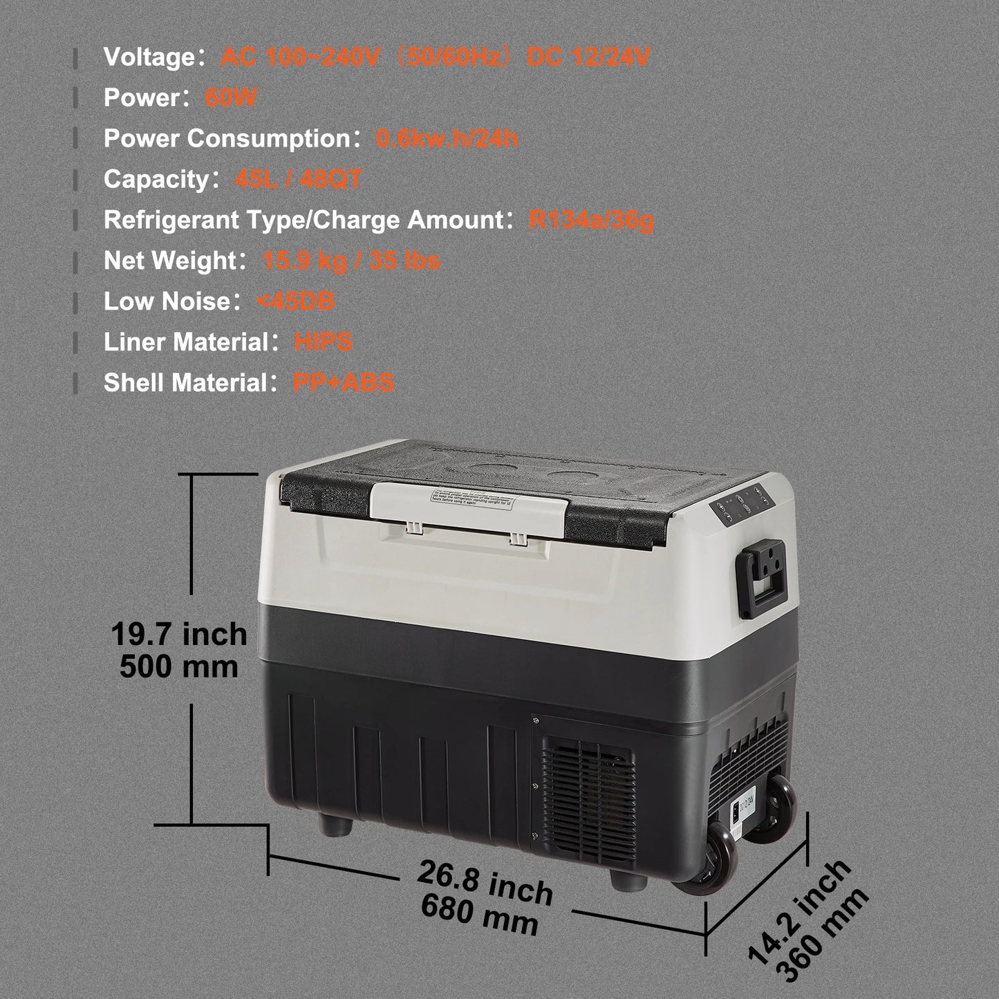 Portable Electric Car Refrigerator With Wheel Compressor Freezer