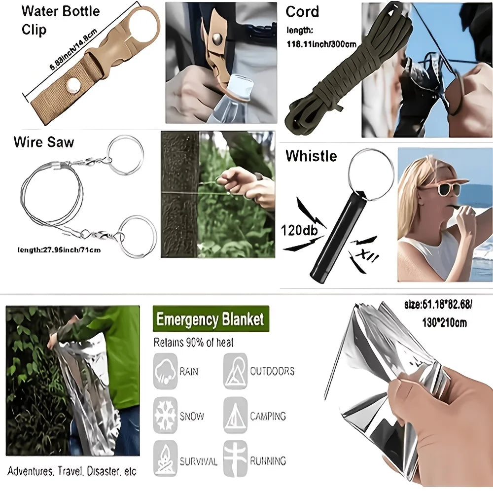 Multi-Functional Tool Backpack Survival Kit With MOLLE Pouches First Aid