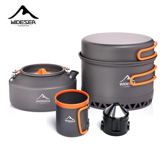 Widesea Outdoor Camping Cookware Set Pots Kettle Coffee Cup Utensils