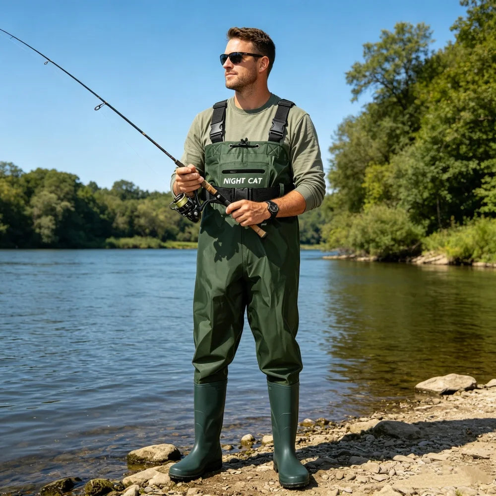 Night Cat Chest Wader Waterproof Unisex Fishing and Hunting Gear