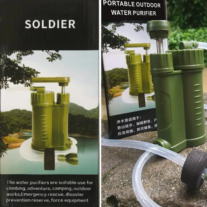 Emergency Survival Water Filter Hand Pump Purifier For Outdoor Hiking