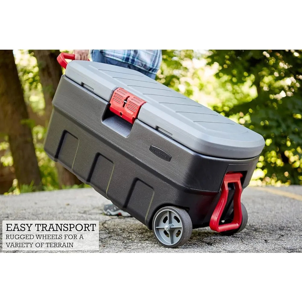 ActionPacker Lockable Plastic Storage Bin With Lid And Wheels