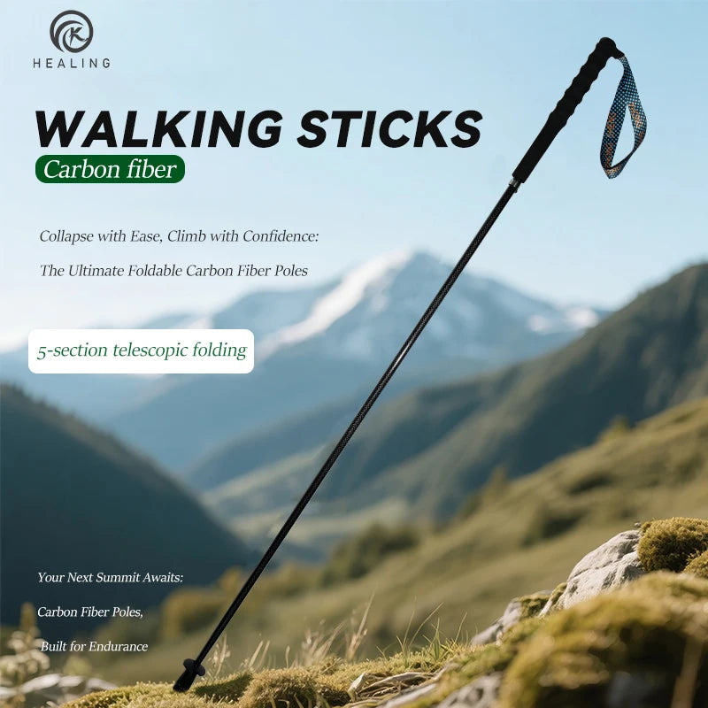 OKHEALING Carbon Fiber Trekking Poles E1 Telescopic