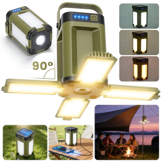 RELOIVE LED Camping Lantern IPX4 Waterproof Solar Powered 6 Modes