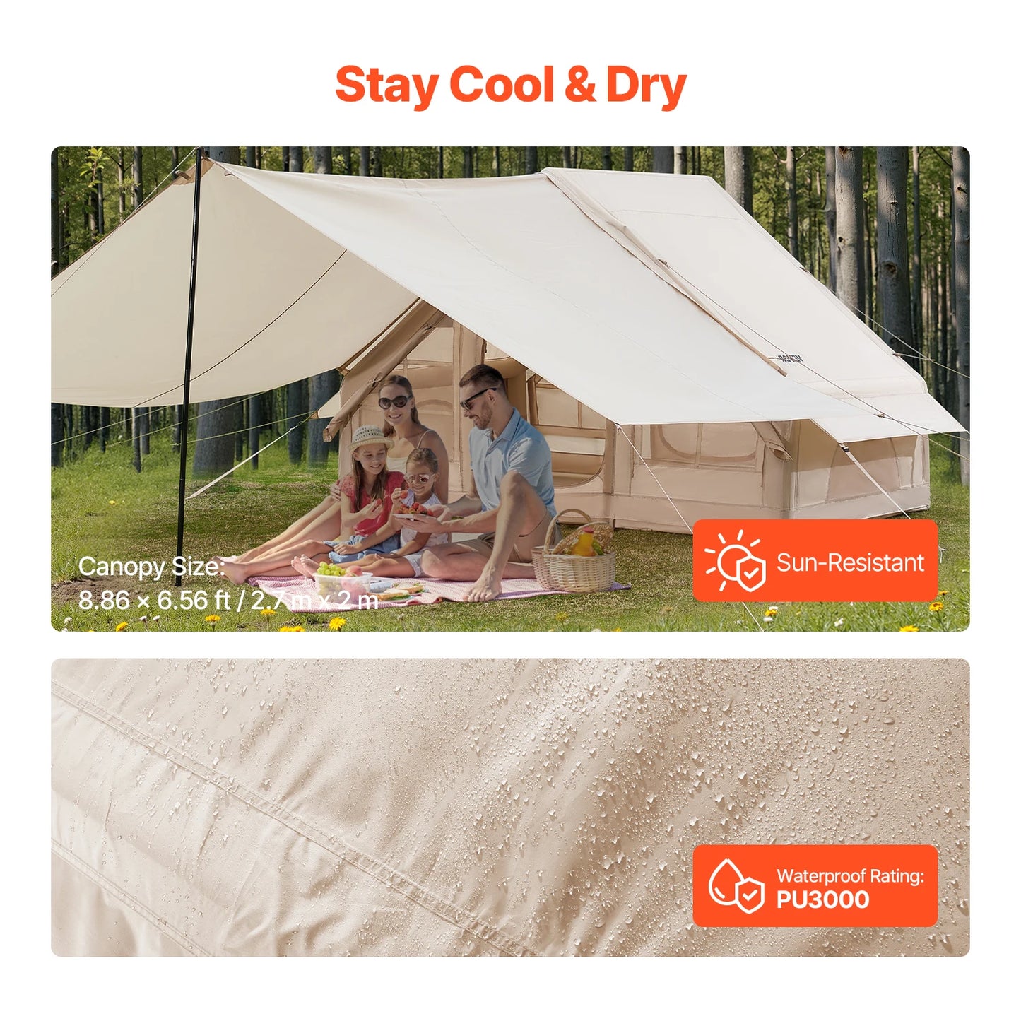 SucceBuy Inflatable Camping Tent for 3-5 People Easy Setup