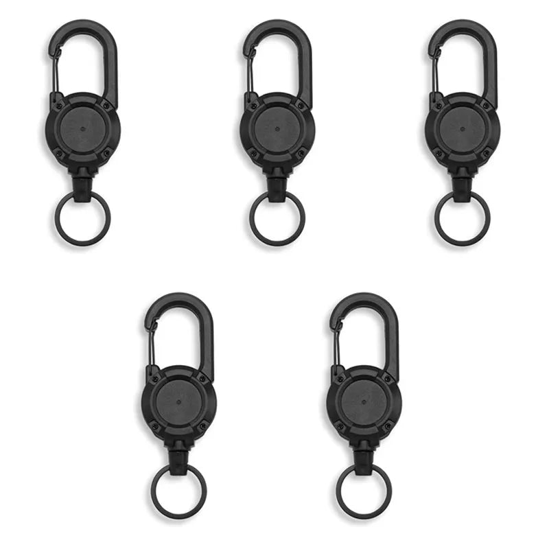 Retractable Heavy Duty Carabiner Key Ring With Steel Wire Rope