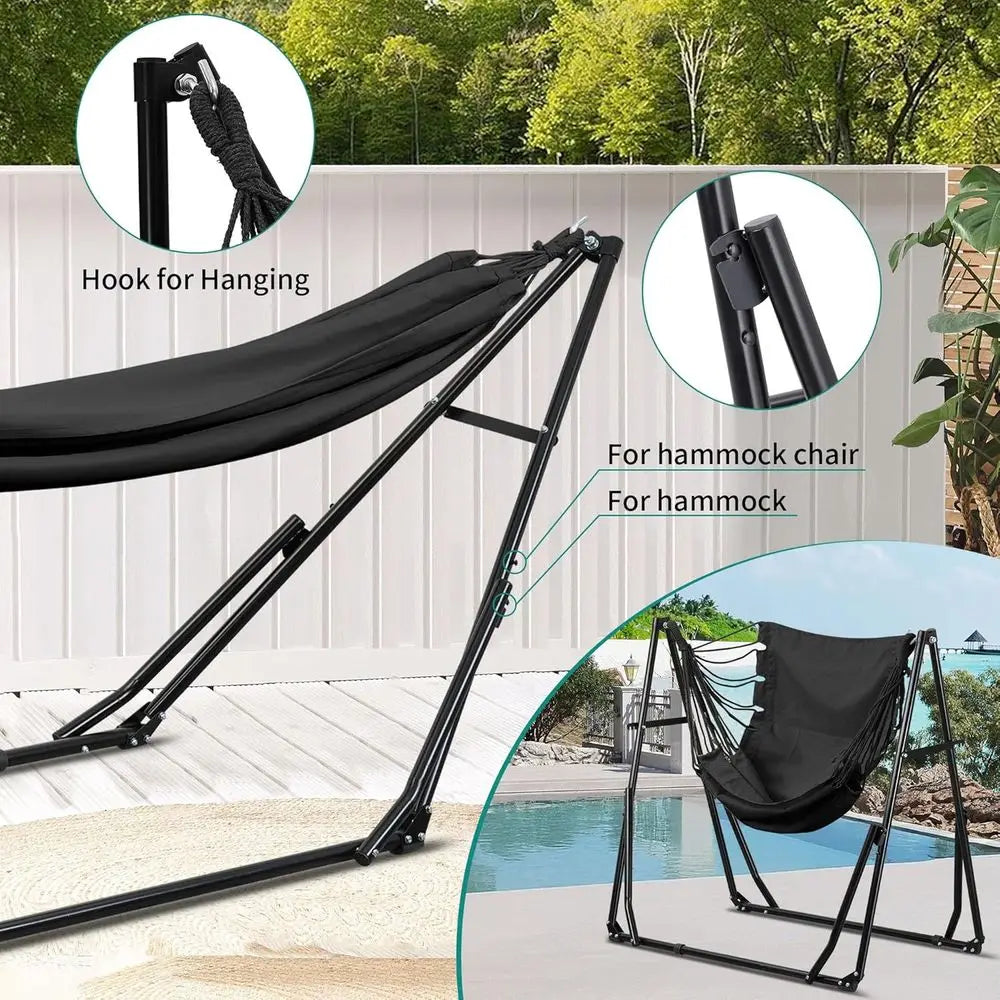 Hammock With Adjustable Stand 2 In 1 Hammock And Swinging Chair