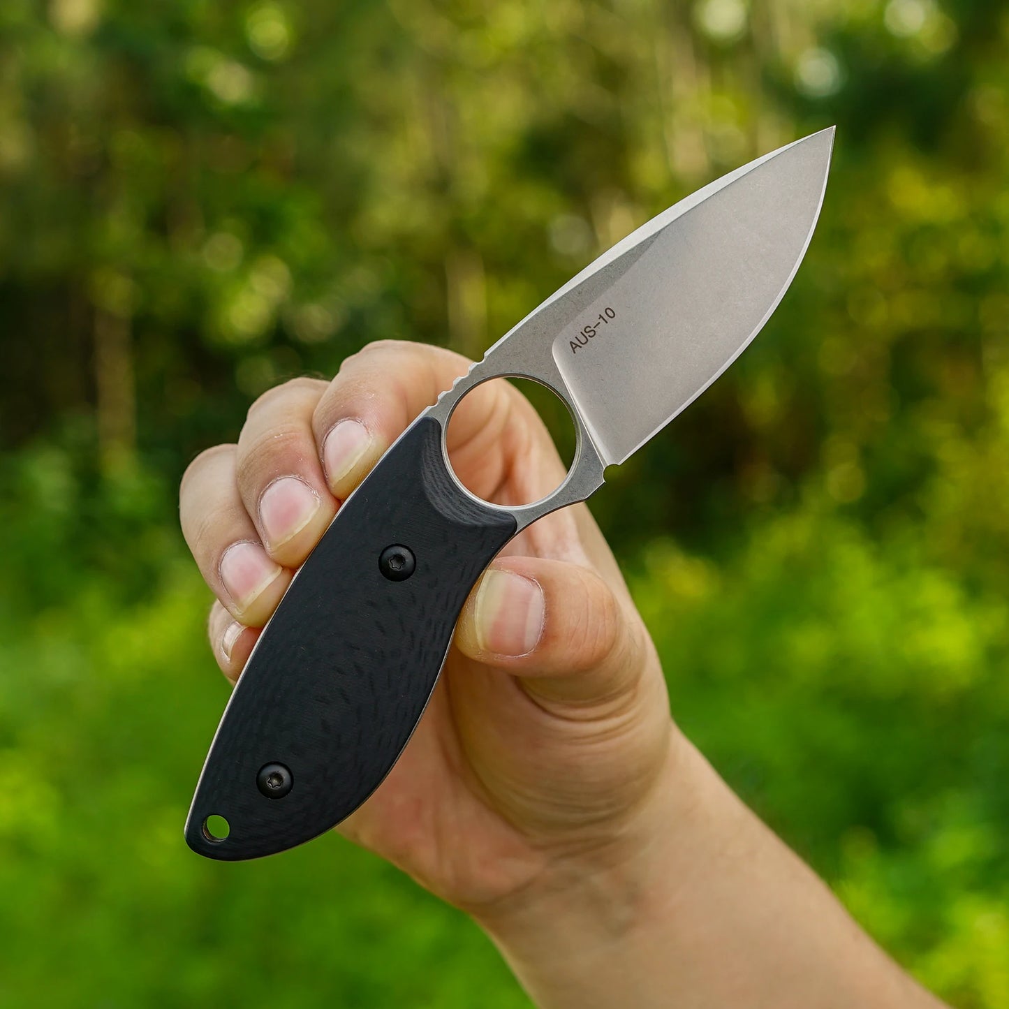 Fixed Blade Knife With Kydex Sheath AUS-10 G10 Handle EDC
